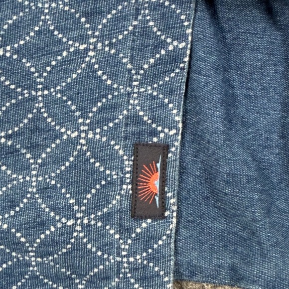 FAHERTY Brand XL Indigo Dyed Geometric Print Short Sleeve Button Up Flaw Men's - Picture 5 of 10